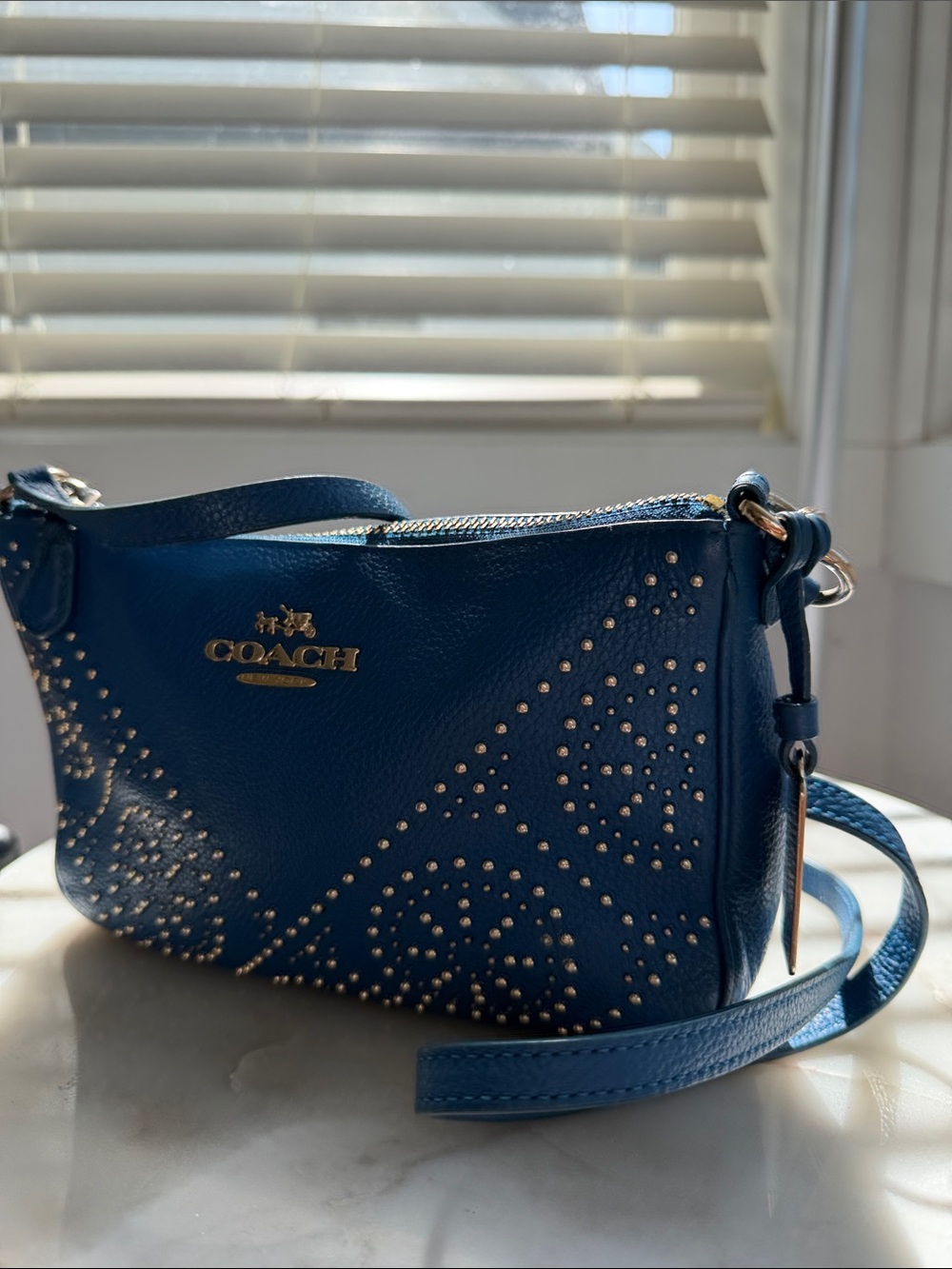 Coach Blue Leather Studded Crossbody Bag - Picture 3 of 8